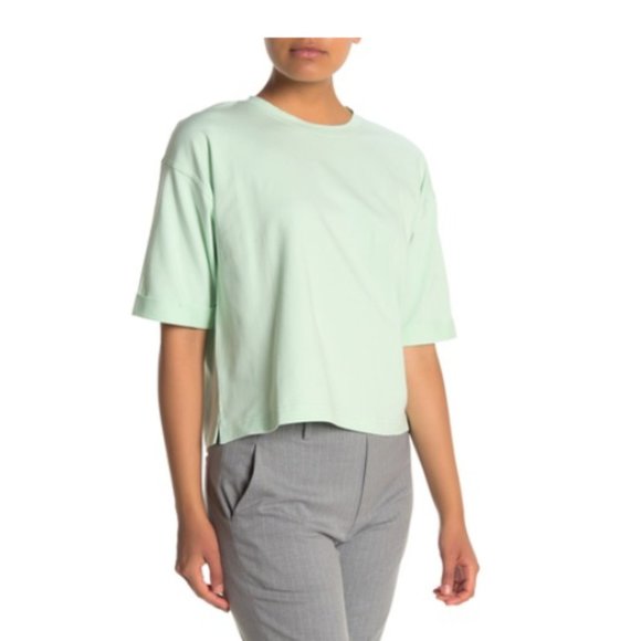Eileen Fisher Basic Cuffed Crew Cotton Tee Shirt Top Olive Green Size XXS - Picture 5 of 5